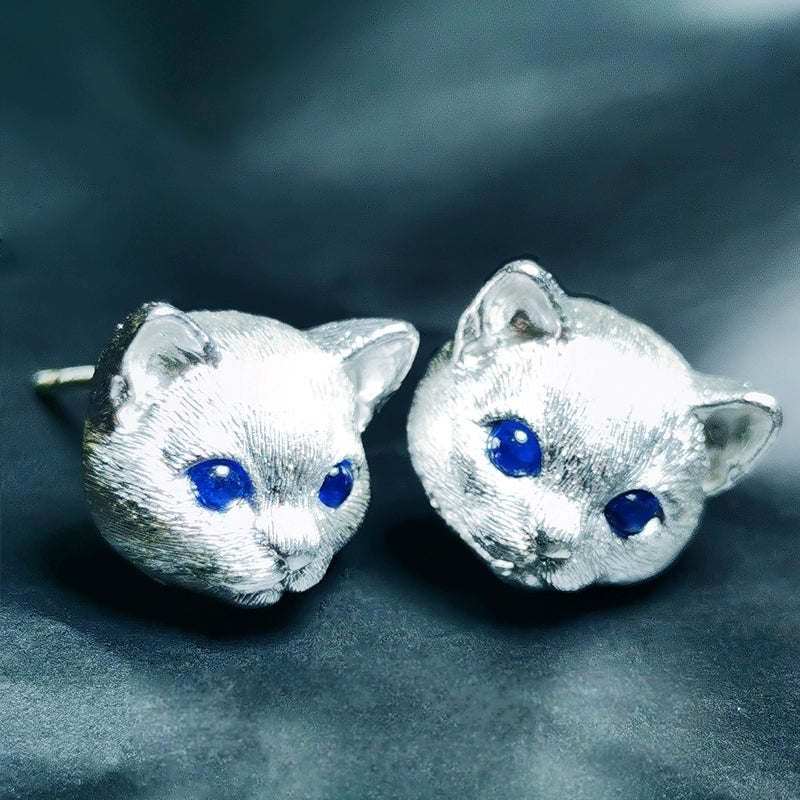 Ripley Sterling Cat Eye Ring - Pair of Ear Studs [0XAPDLZL]