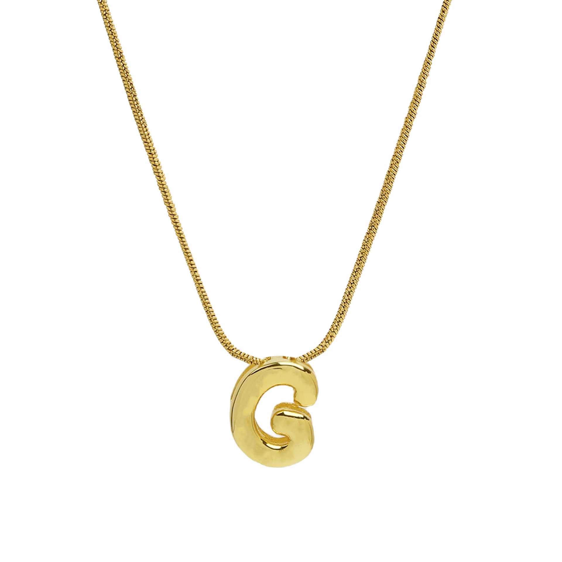 Hallie Initial Snake Chain Necklace - G Letter Necklace [R49O5O5B]