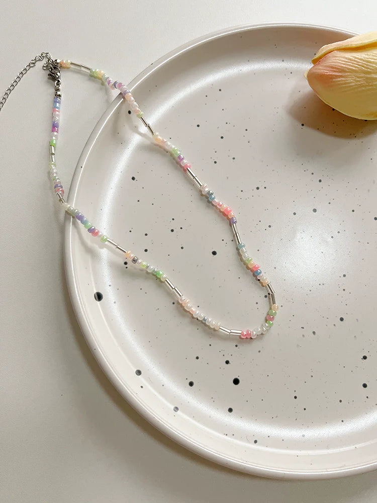 Kaili Colorful Beaded Butterfly Choker - Candy Beaded Choker