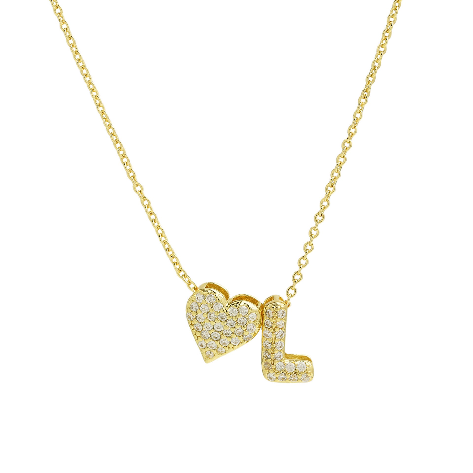 Riley Zircon Bubble Initial Necklace - L Initial [K1BCZSQP]