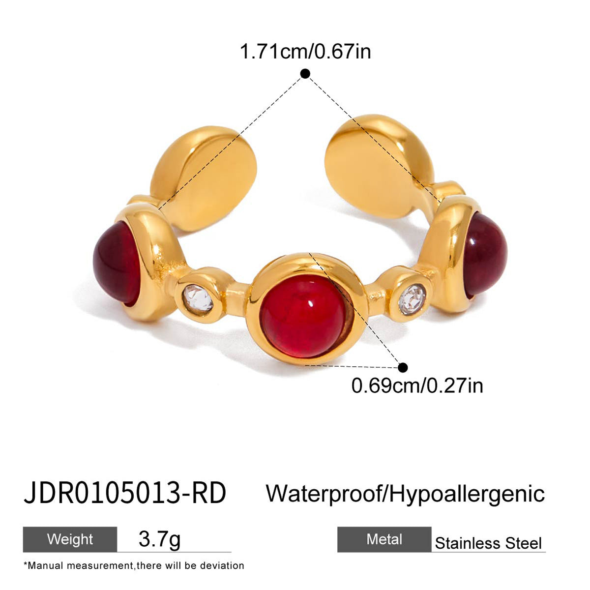 Quinley Crystal Ring Set - Heart Ring - Red [8W3R9F97]