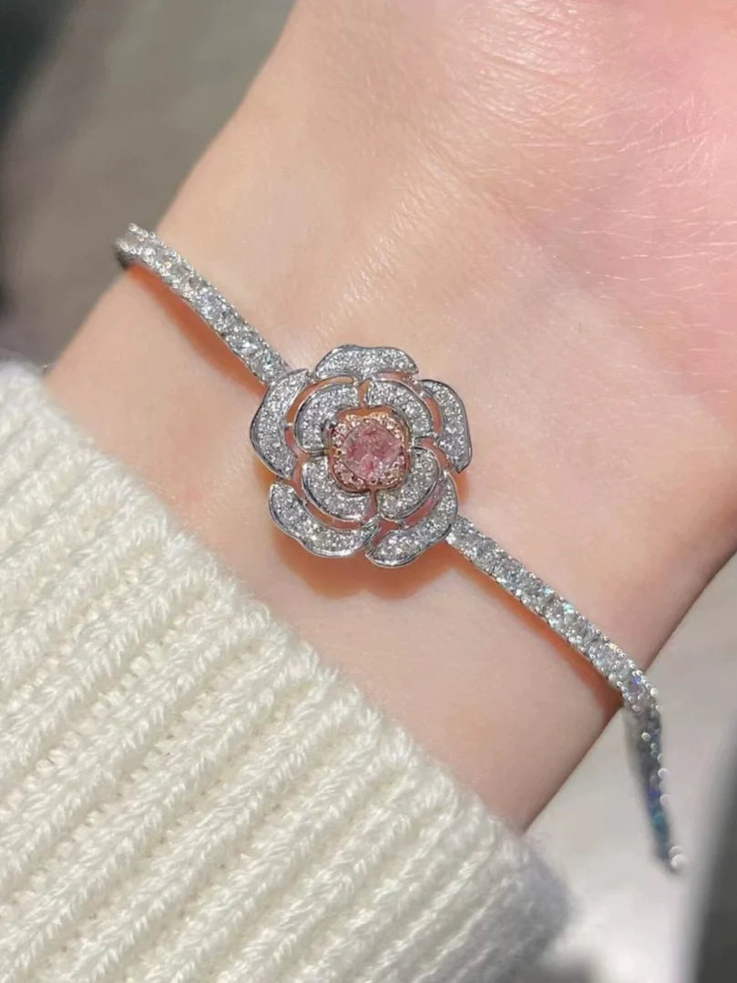 Emiyah Sparkling Zircon Bracelet - Large Flower Full Diamond Bracelet