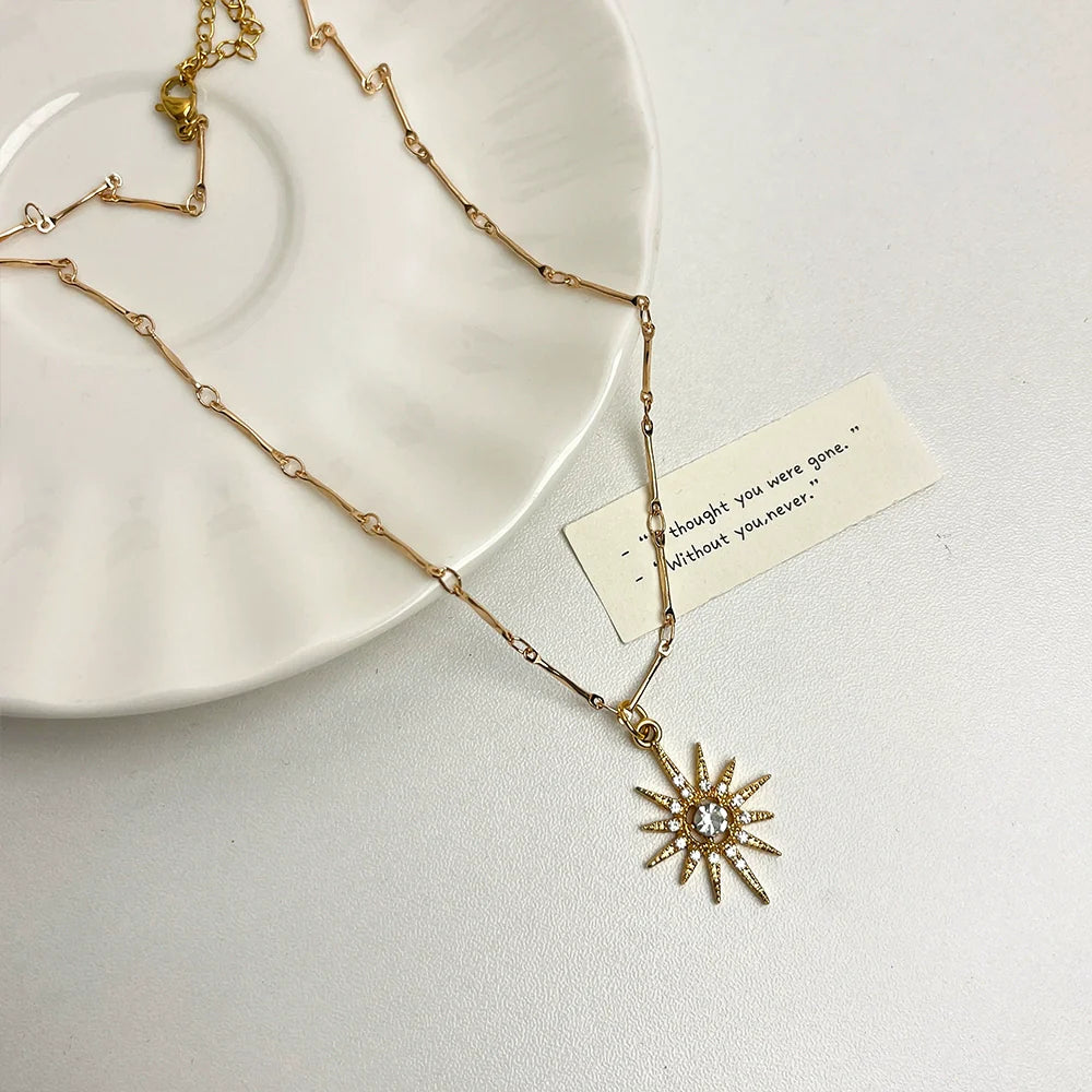 Blayklee Layered Celestial Choker - Sun Pendant Necklace