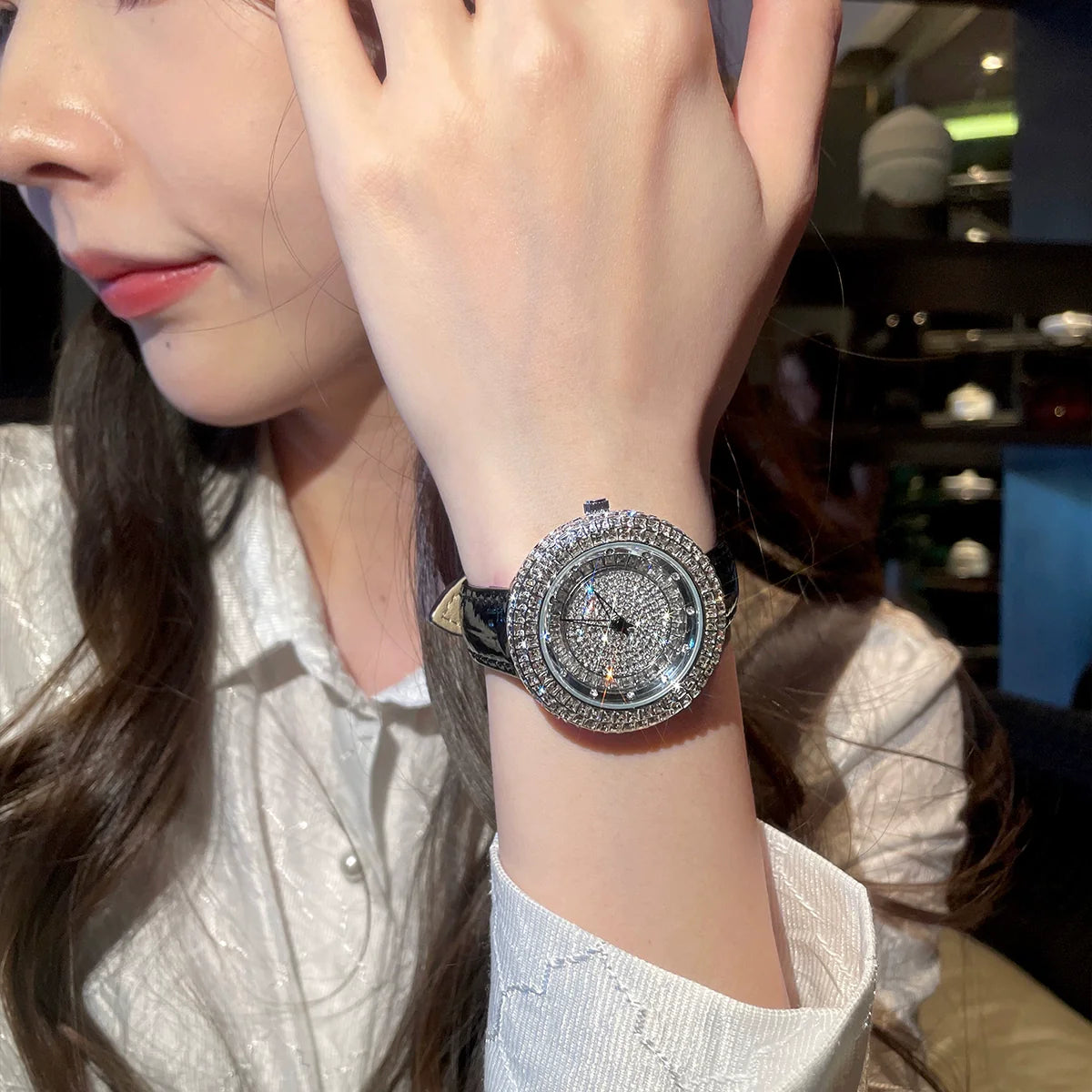 Gladys Celestial Diamond Watch - Black