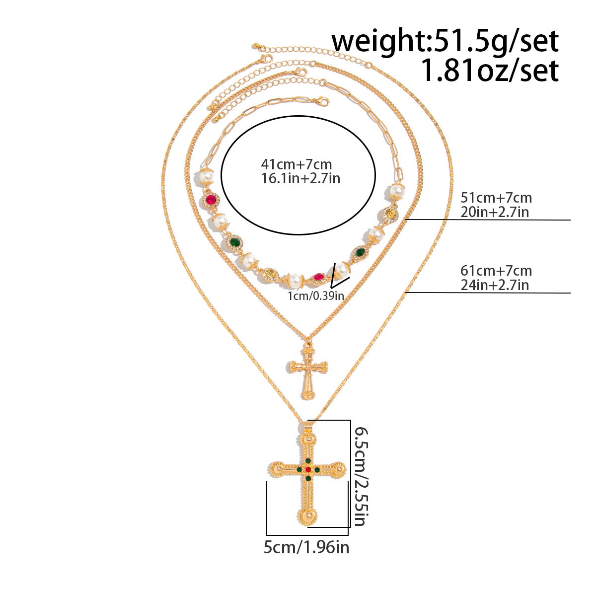 Kamia Diamond Pearl Cross Chain - Gold [TRY8G2W1]