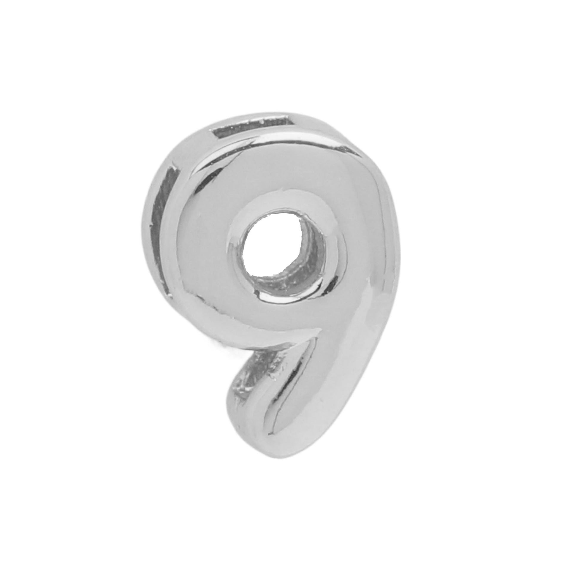 Devora Bubble Letter Necklace - White Gold Tone Number 9 Pendant [5ZU4FM4Y]