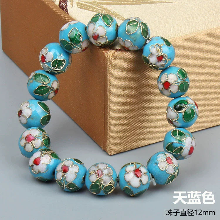Azuri Enamel Filigree Bracelet - Sky Blue 1.2cm (16 beads)