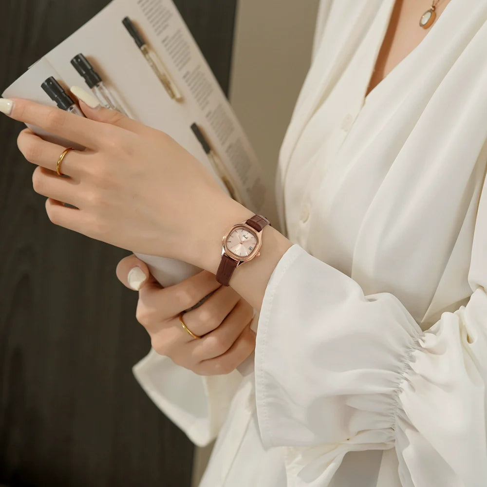 Xochitl Petite Square Watch - Sycamore Brown