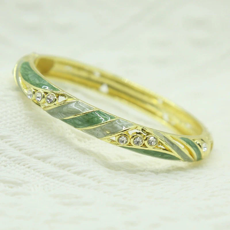 Janice Floral Enamel Bangle - Cyan