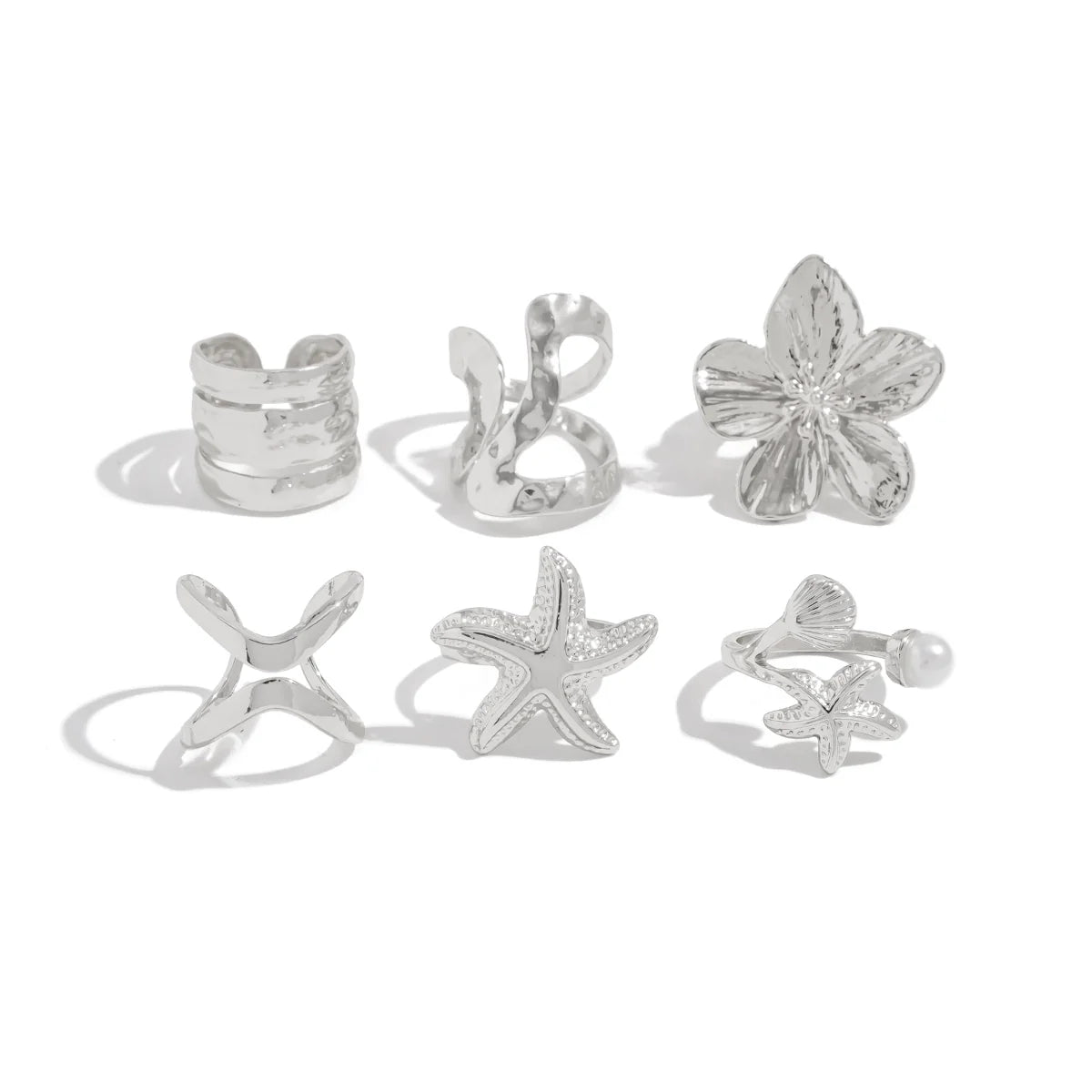 Sariyah Sunlit Ring Set - Silver Flower Style