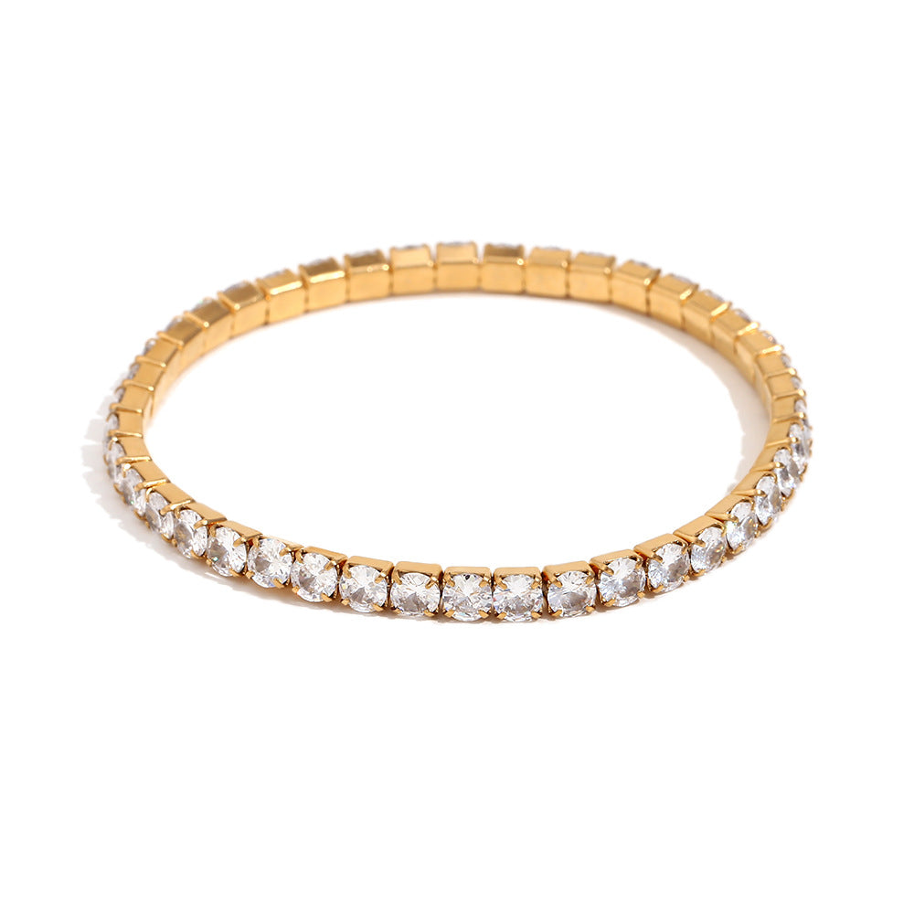 Alyssandra Delicate Zircon Bracelet - 4MM Elastic Zircon Bracelet - Gold [CVZ49544]
