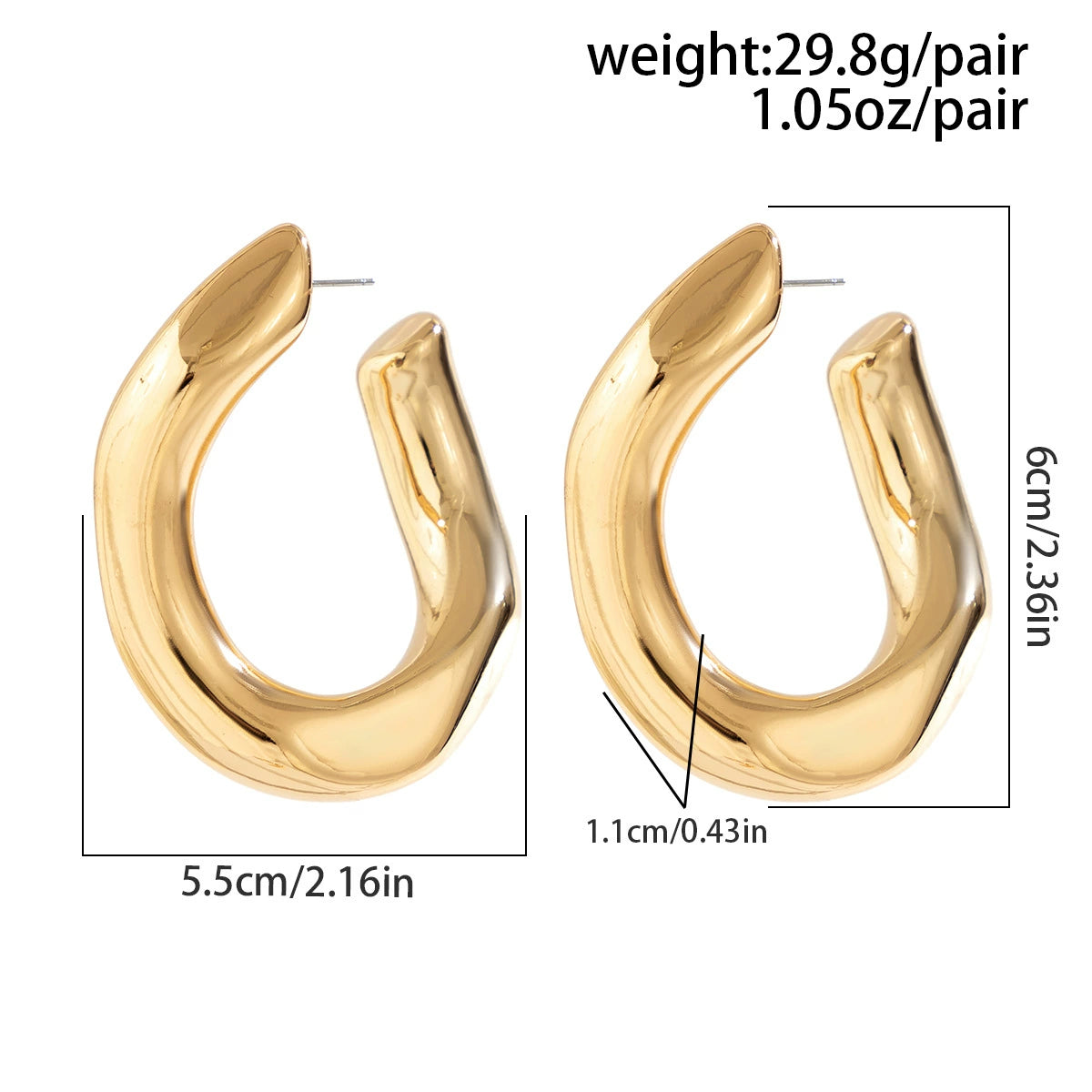 Anasofia Geometric Drop & Hoop Earrings - Style 03 Gold [Y10ZBCCV]