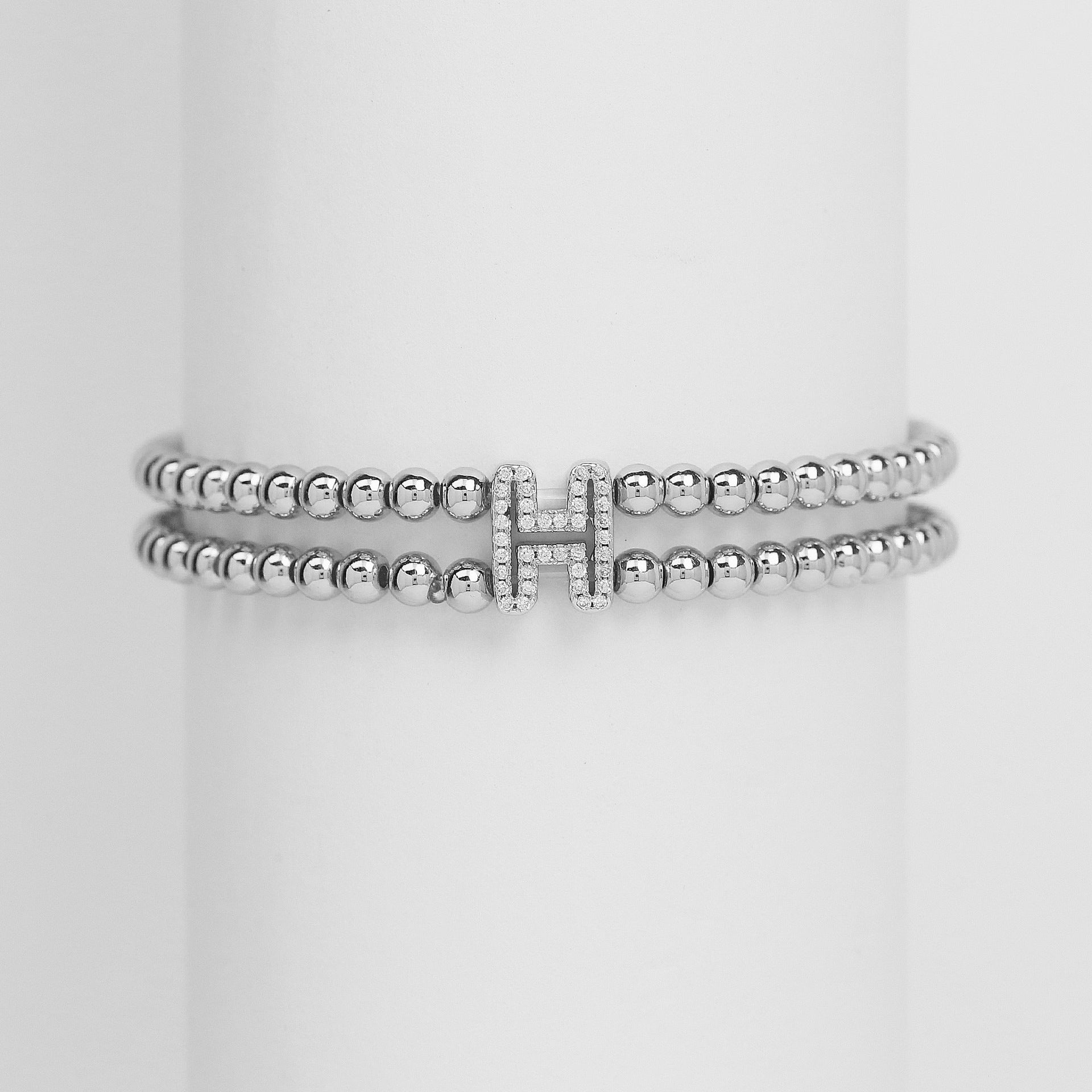Alexandra Bubble Initial Bracelet - Silver H [8YE1LO0G]