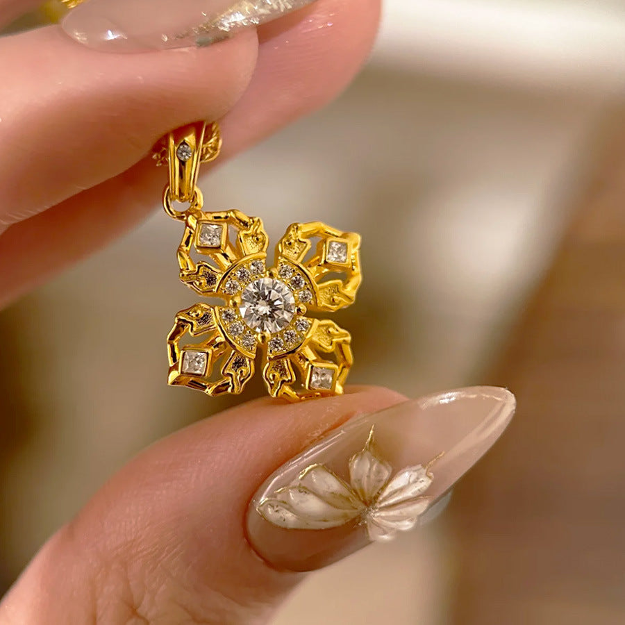 Kaylie Auspicious Charm Necklace - Cross Vajra Single Pendant [VCG5BQLL]