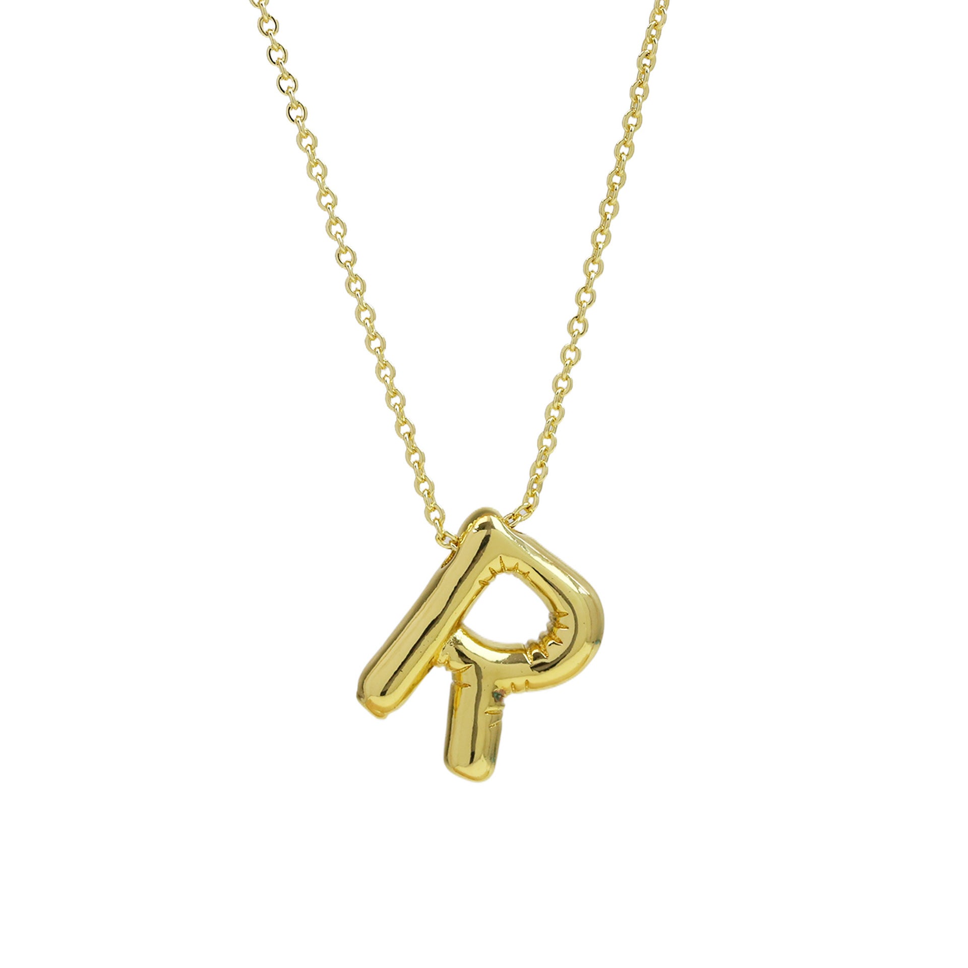 Saffron Puffy Initial Necklace - Letter R [3DPEKWL9]