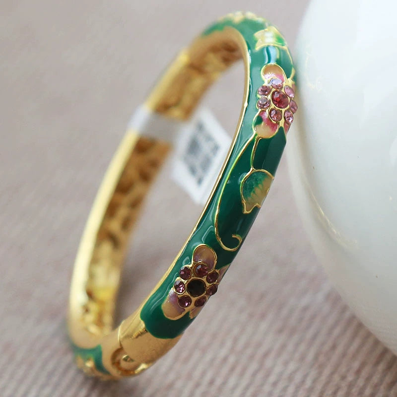 Sofi Flower Enamel Bracelet - Kid's Green (47mm) [HQN4QLX1]