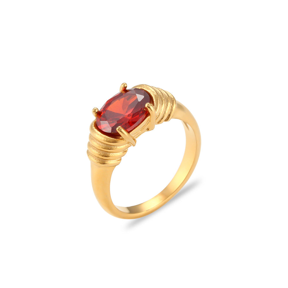 Shoshana Oval Zircon Ring - Red [1FPDYD44]
