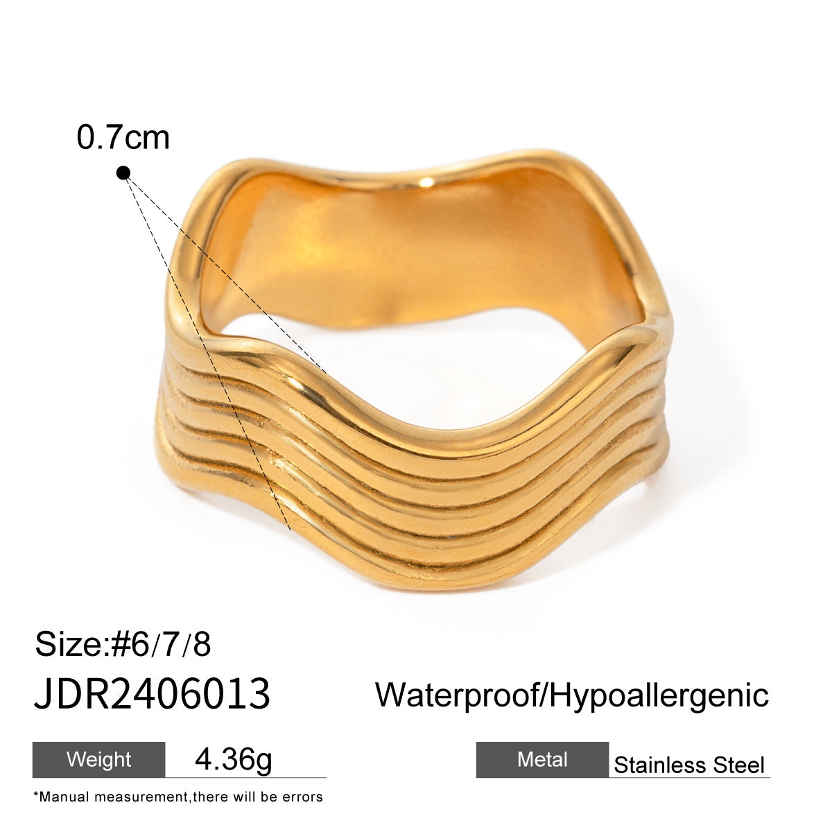 Arlynn Natural Stone Steel Ring - JDR2406013-7 [6X83OXZQ]