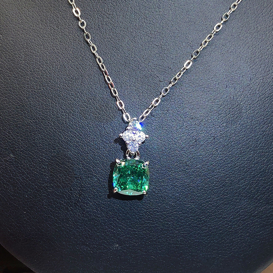 Eleen Emerald Green Jewelry Set - Green Diamond Bird's Nest Cut Pendant [922CQWLR]
