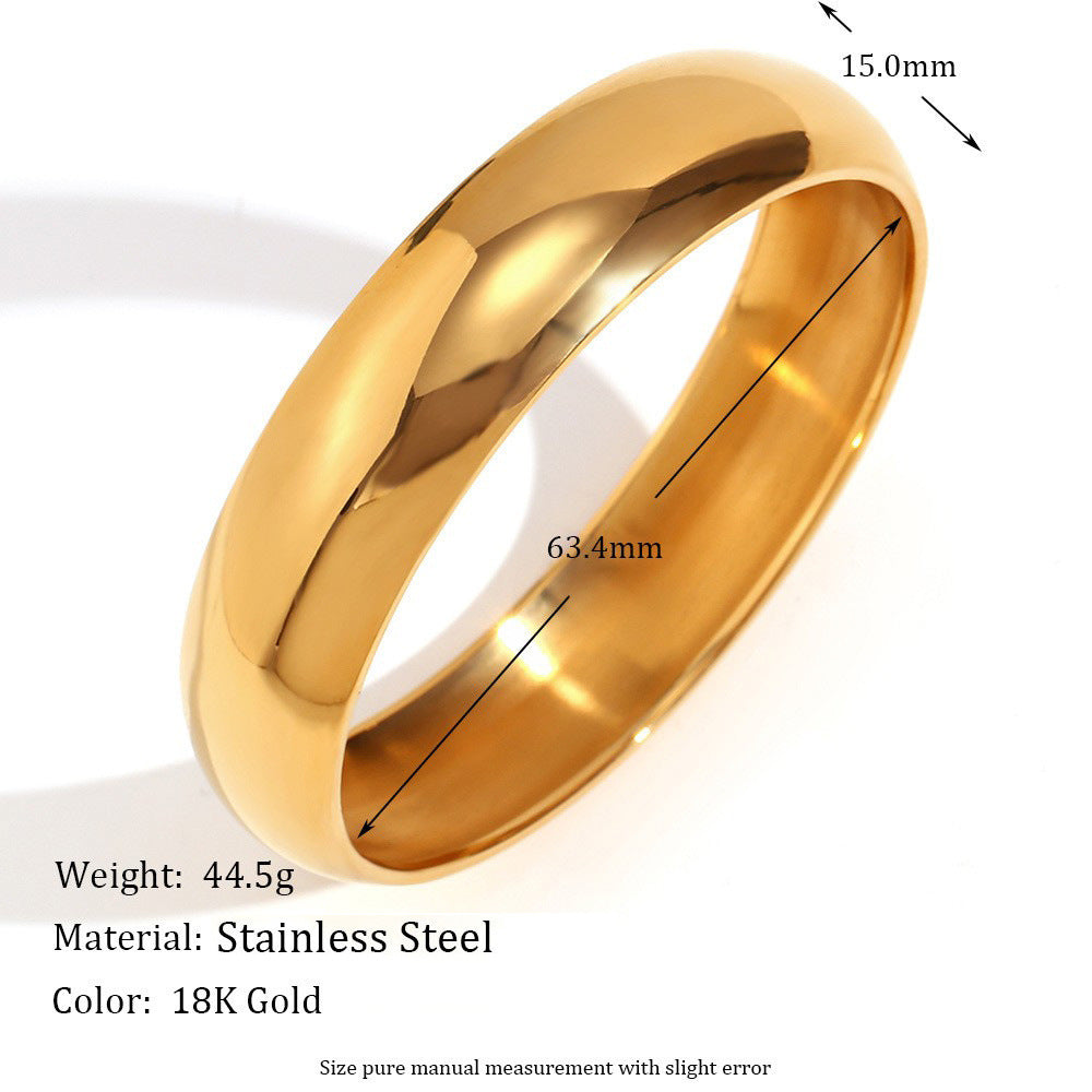 Carissa Polished Cuff Bracelet - 15mm Width, 64mm Inner Diameter - Gold [R5SFPZM2]
