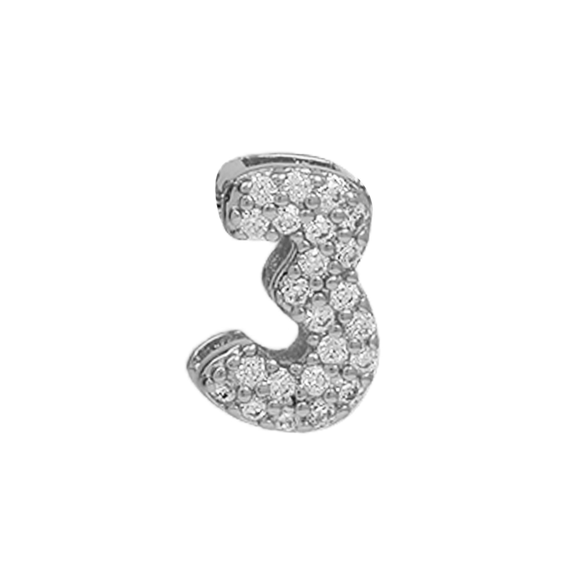 Adira Number Charm Necklace - Silver Number 3 [47IBGH84]