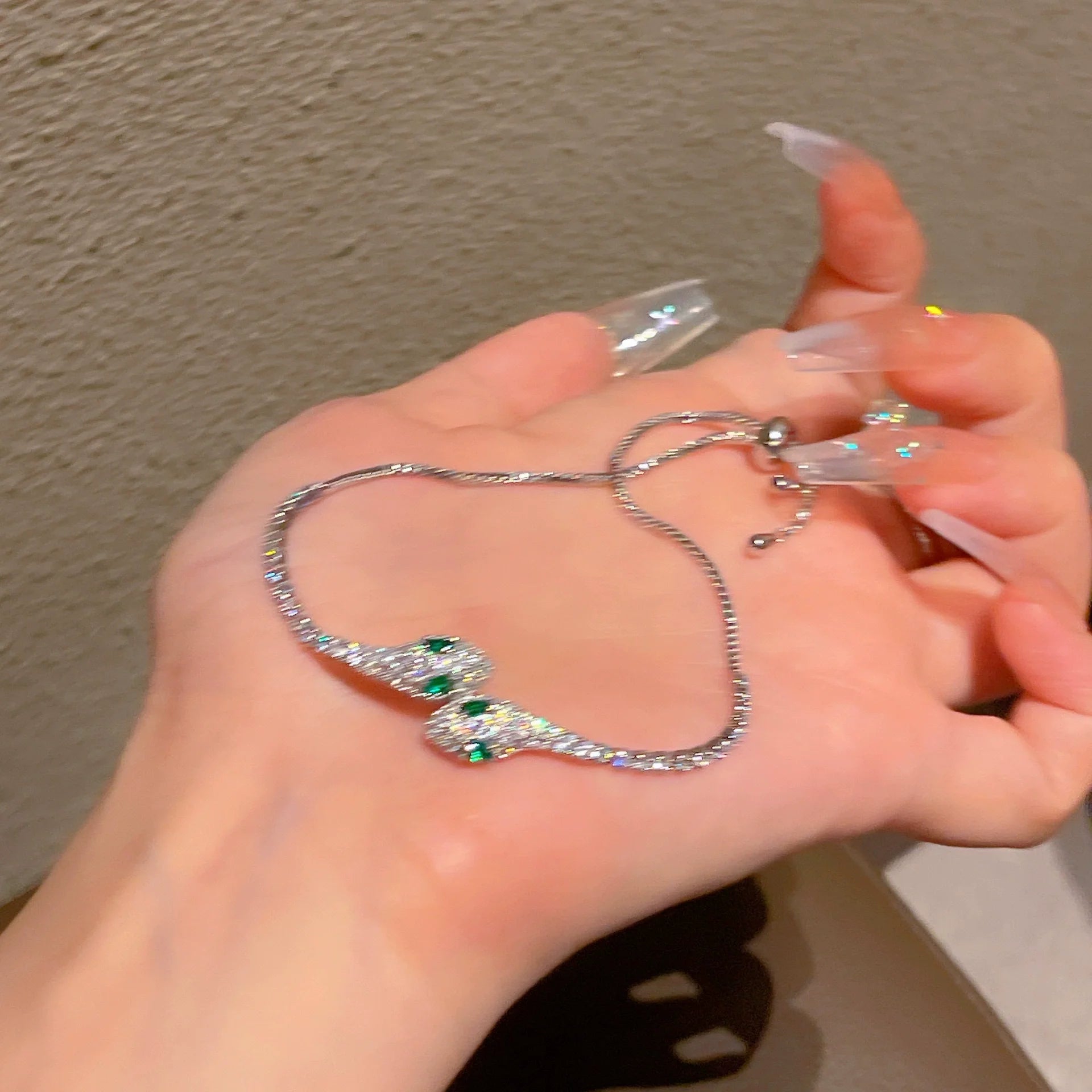 Shriya Green-Eyed Snake Bracelet - Green-Eyed Snake Bracelet (Silver)