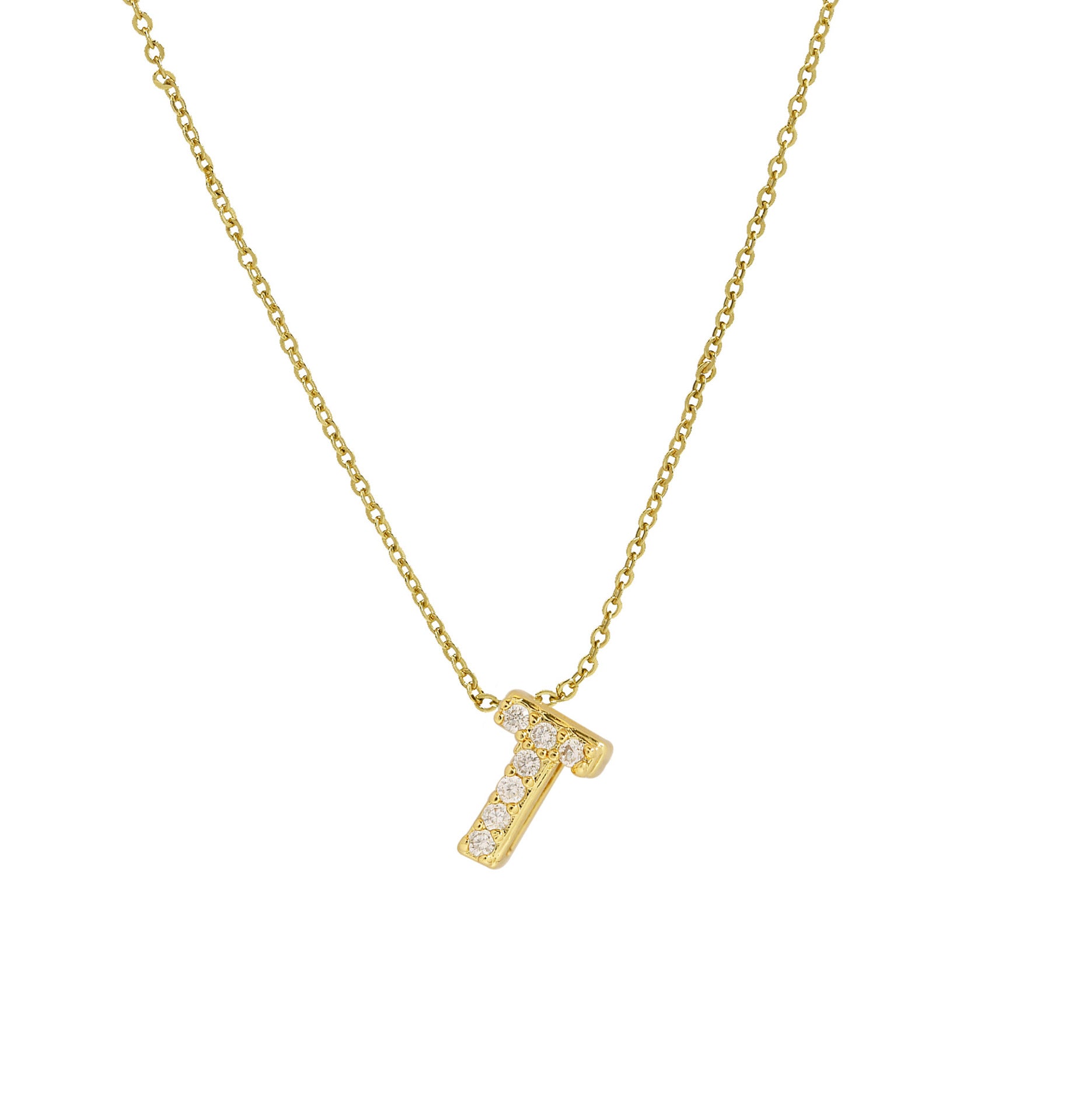 Caelynn Zircon Initial Necklace - T [F8VI8AWQ]