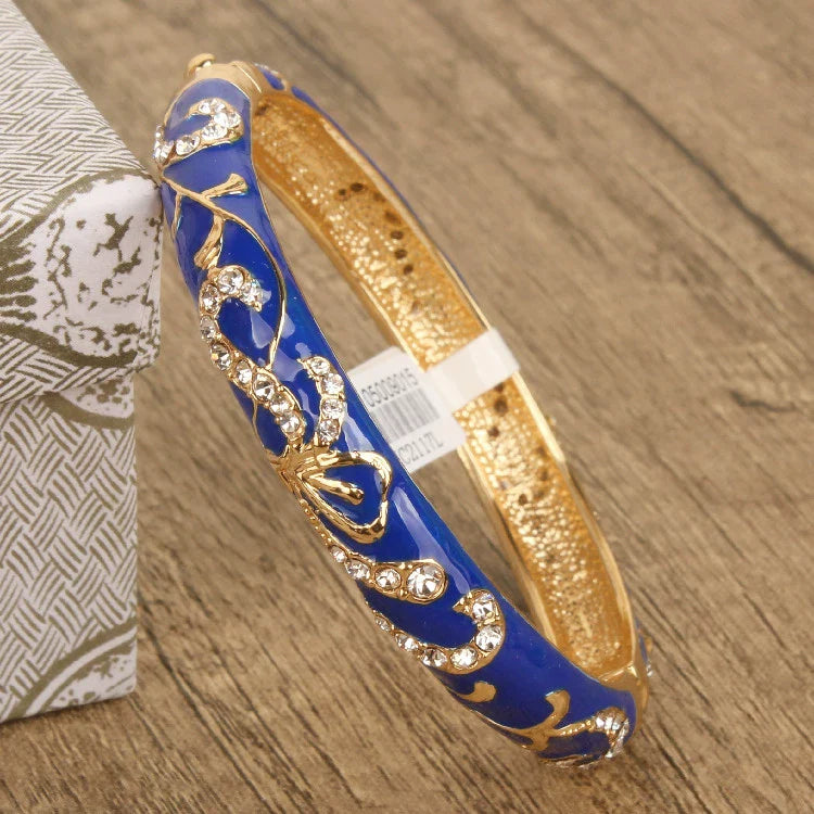 Nicolette Enamel Cuff Bracelet - Dark Blue