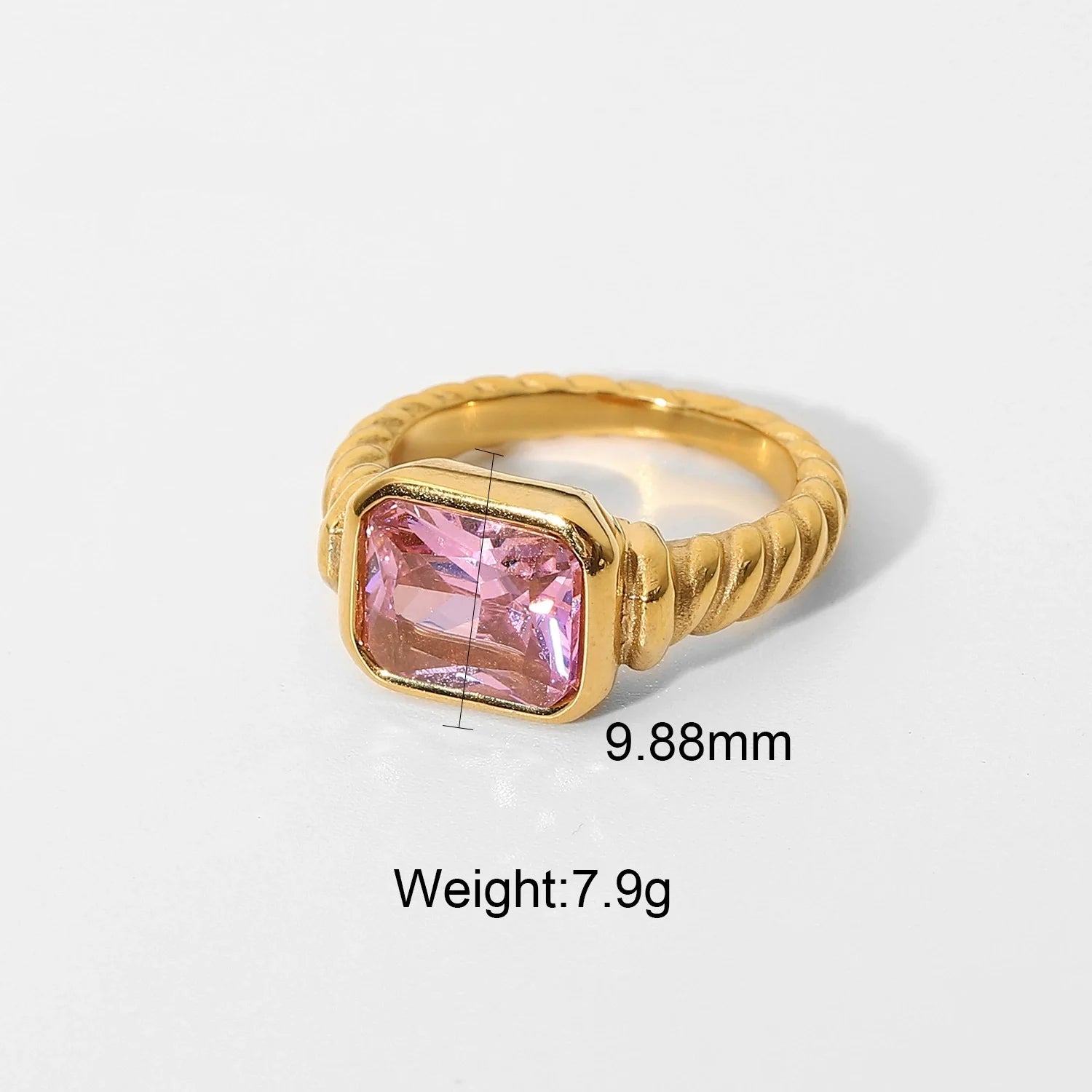 Maeve Twisted Zircon Ring - Pink 8