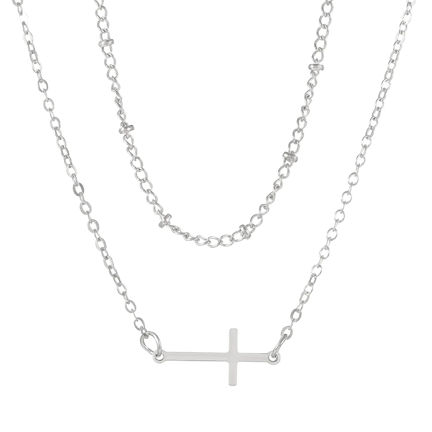 Avelyn Layered Cross Necklace - Silver K
