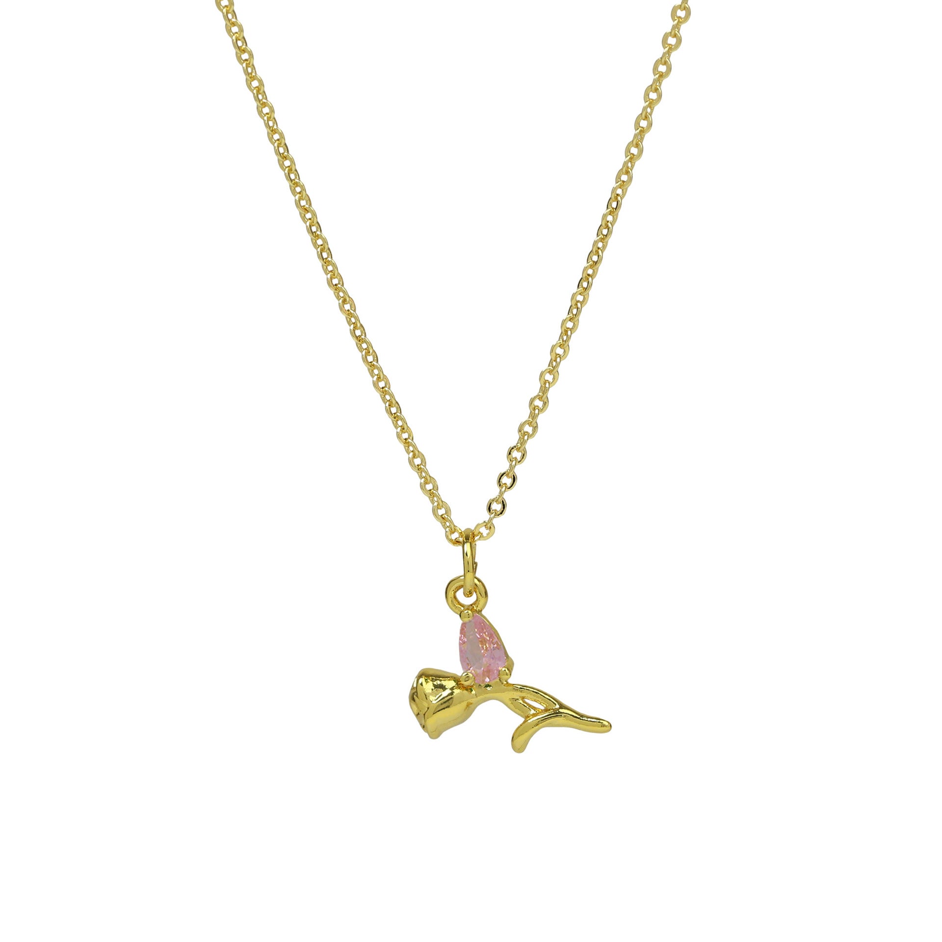 Taliyah Zircon Rose Pendant Necklace - Gold Tone Multi-Color Zircon Rose [9WXEZVYI]