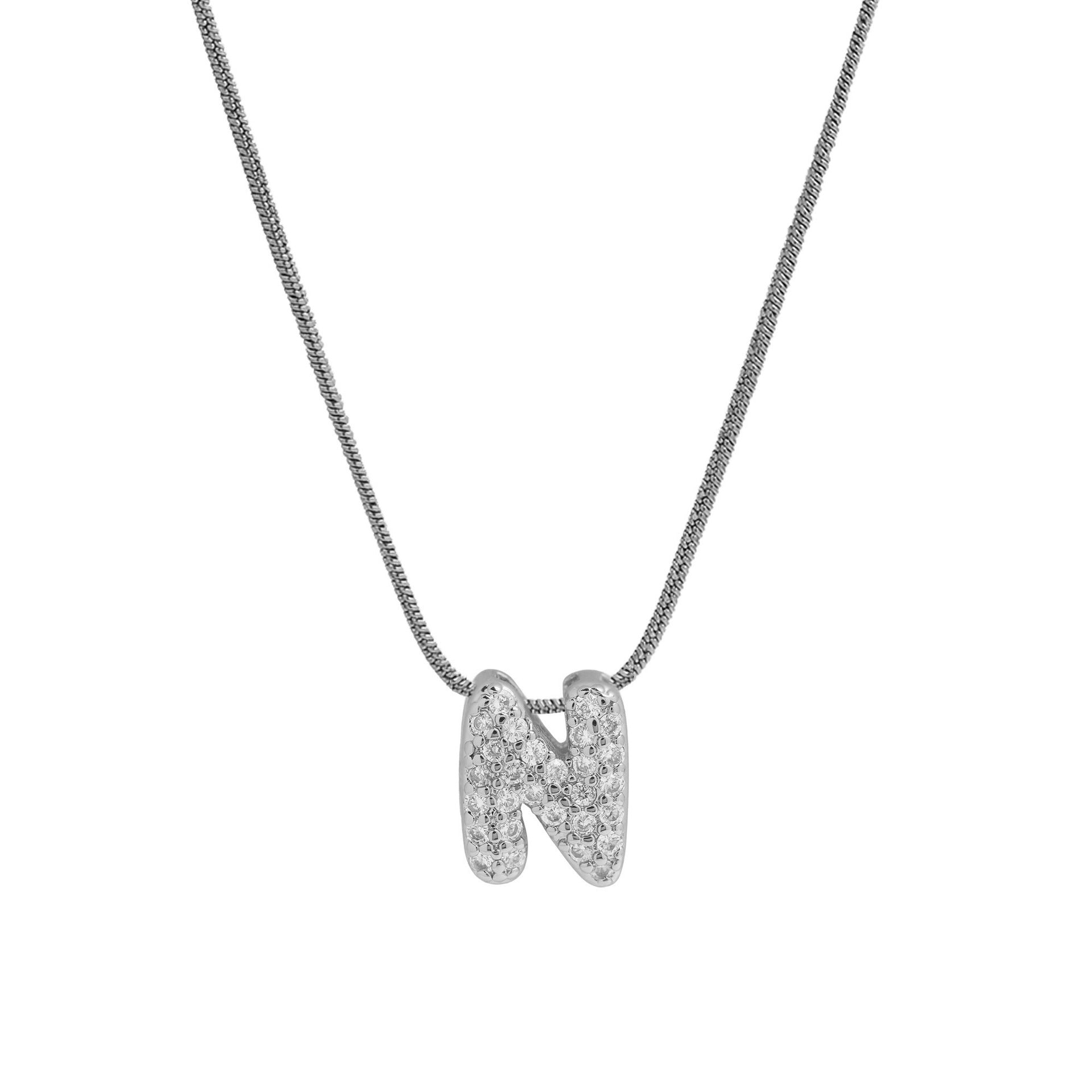 Deborah Initial Snake Necklace - Silver-tone N Initial [PZSX0BZB]