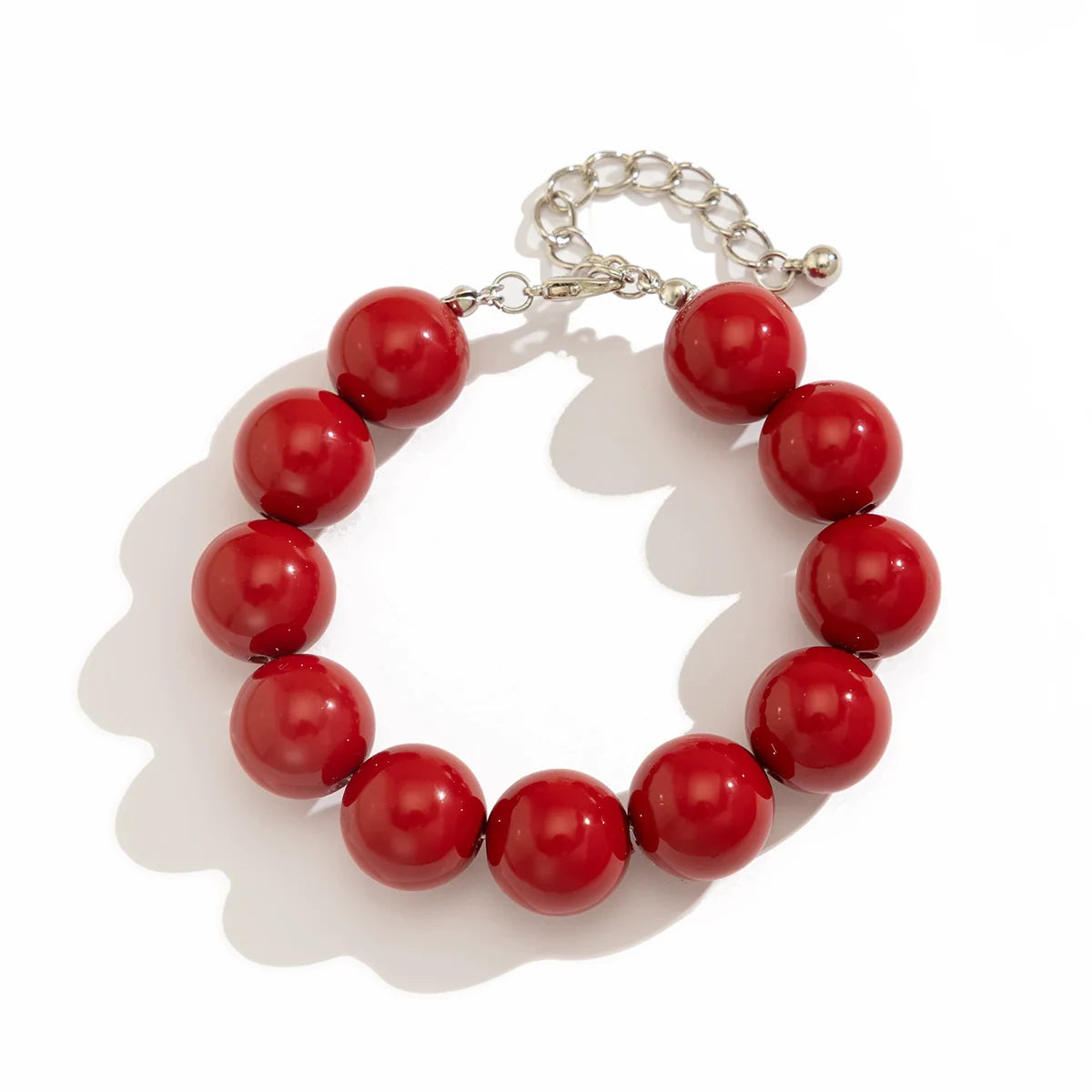 Jaydah Acrylic Bead Necklace - Red Bracelet