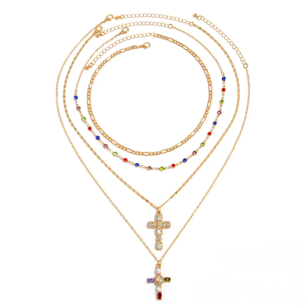 Ilyana Crystal Cross Necklace Set - Gold