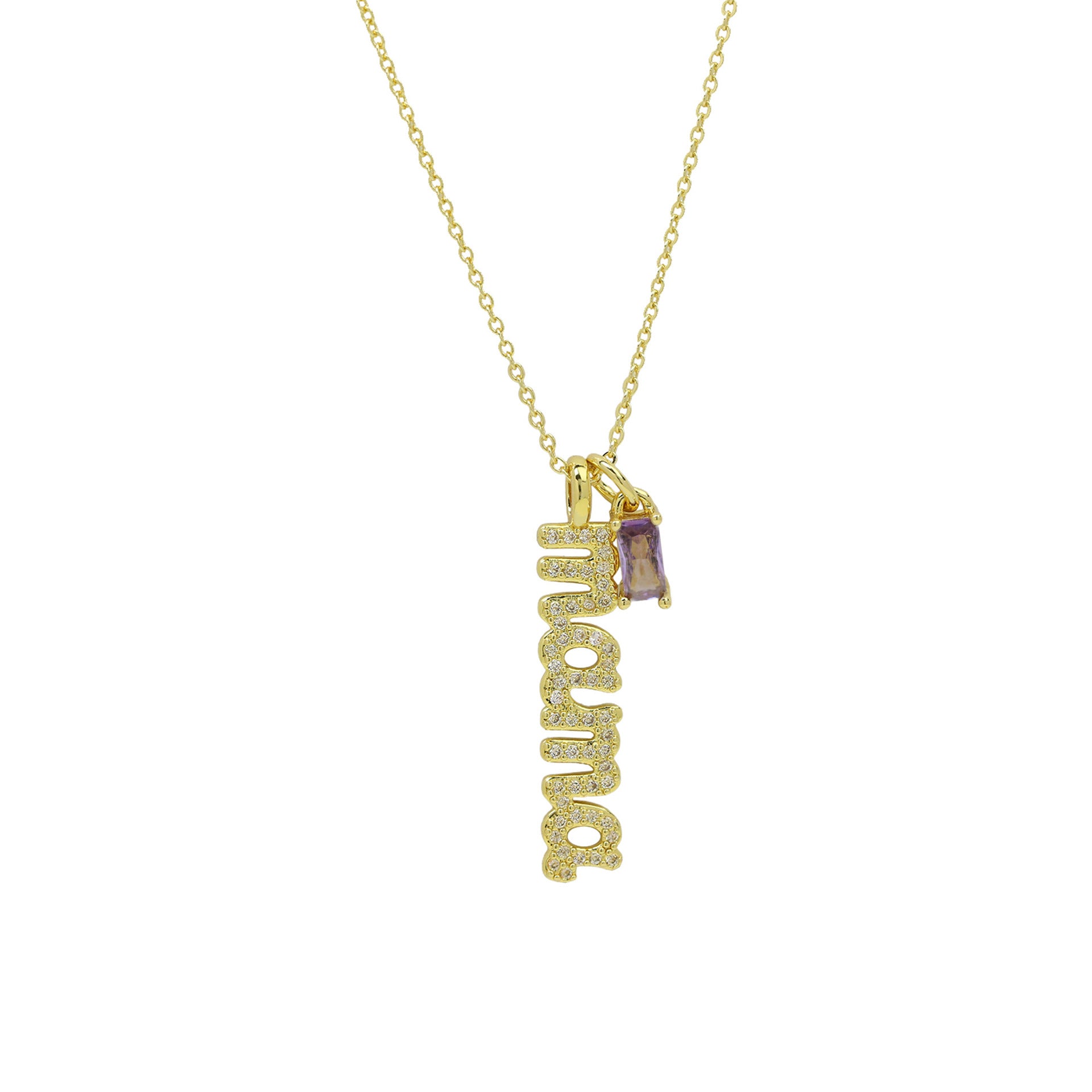 Alayjah Mama Birthstone Necklace - February Birthstone Necklace [HBTOBOQO]