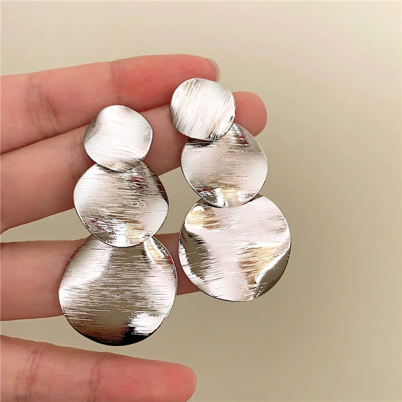 Minka Layered Brushed Earrings - Silver Post Back [NHEM1WQ7]