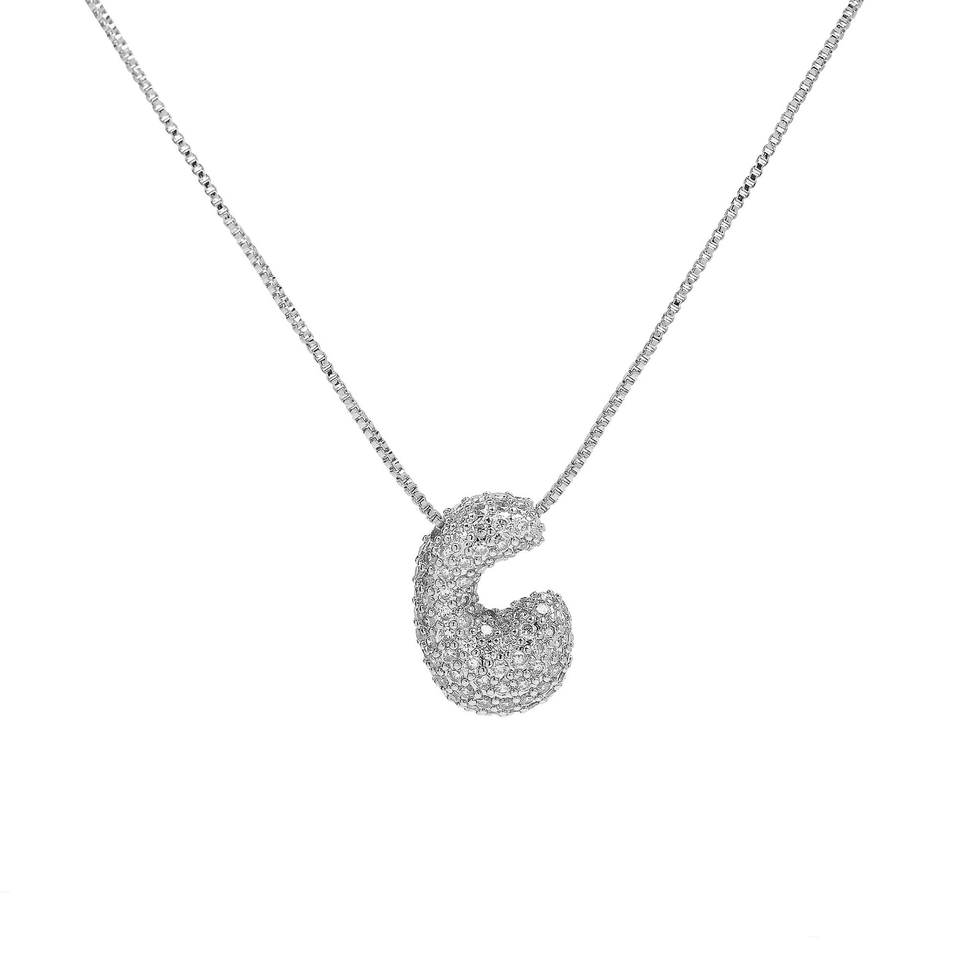 Francis Bubble Initial Necklace - Silver Necklace C [W1R9TY1A]