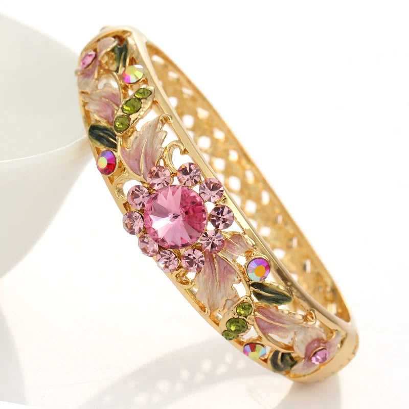 Brylee CloisonnŽ Floral Bracelet - Pink