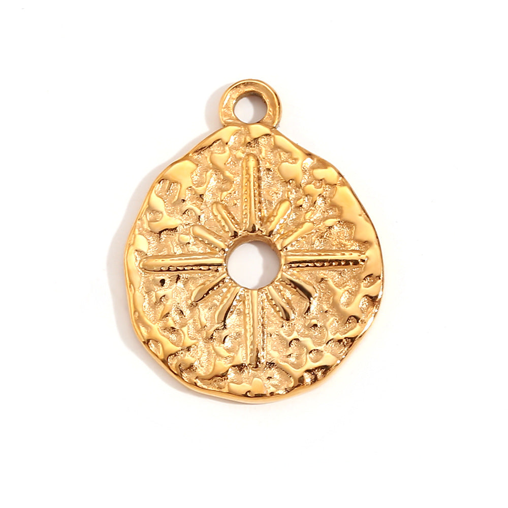 Kalayah Geometric Celestial Charms - Hollow Ray Hammered Round Pendant [27F4KPLF]