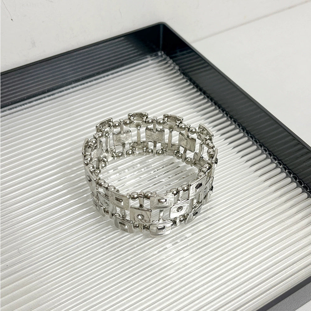 Ayonna Geometric Crystal Cuff - Square Pattern Bangle