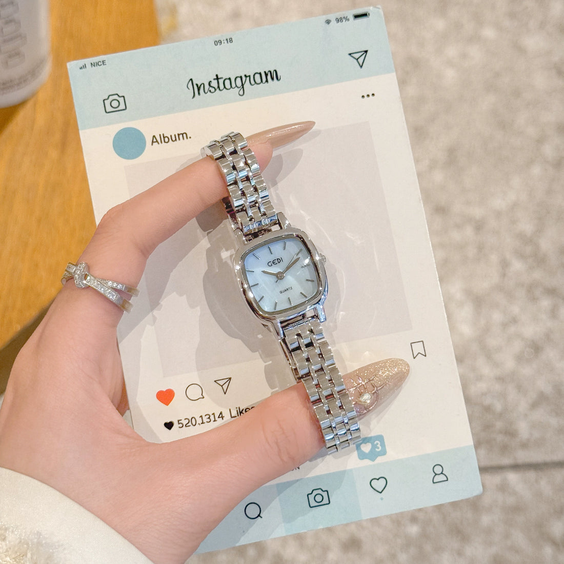 Malania Elegant Square Watch - Glacier Blue [D0WAI3SR]
