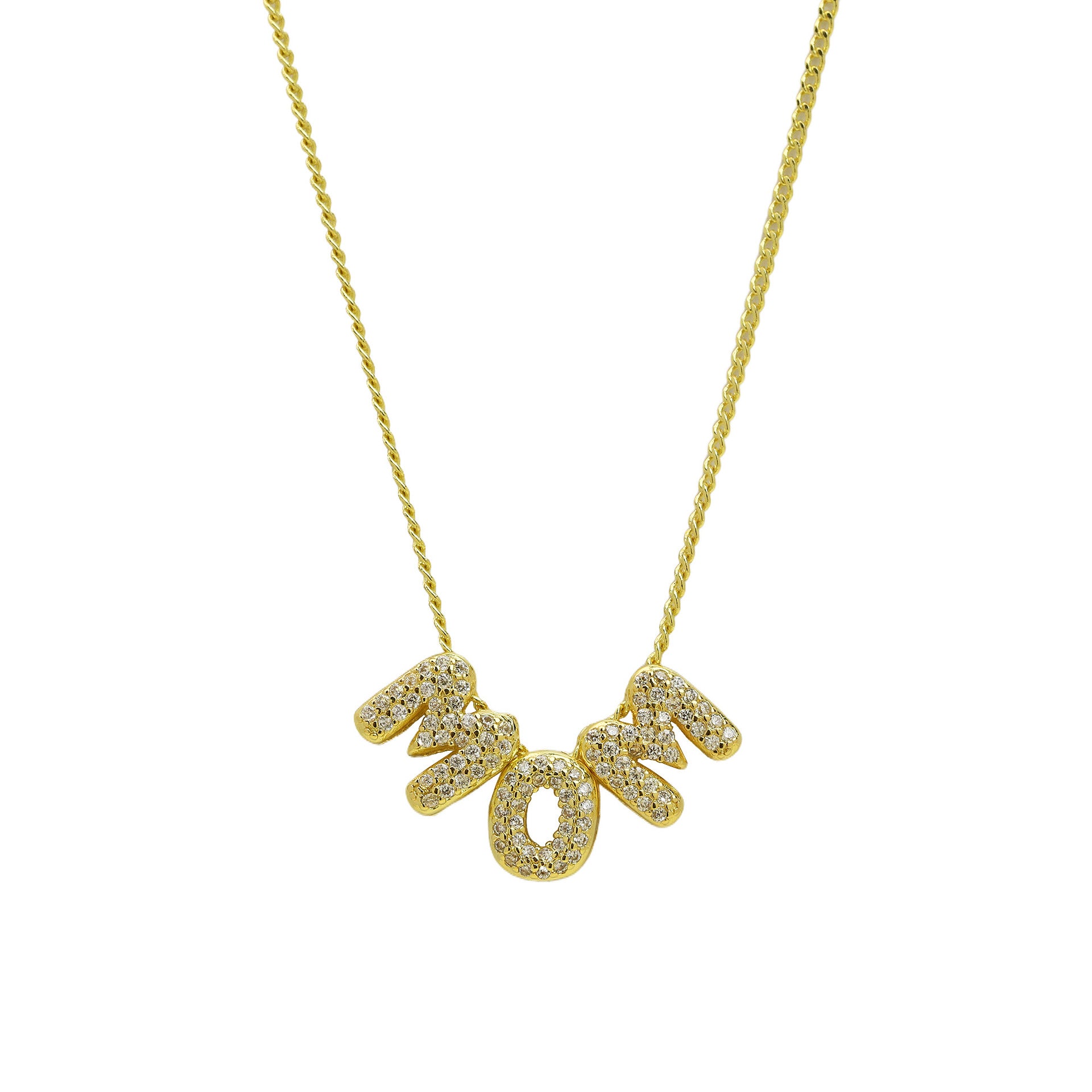 Beautiful Zircon Letter Necklace - Mom Gold [Y8I5DDQG]