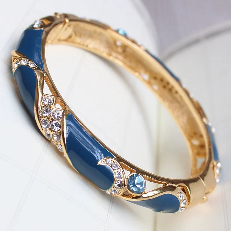 Alainah CloisonnŽ Floral Bracelet - Peacock Blue