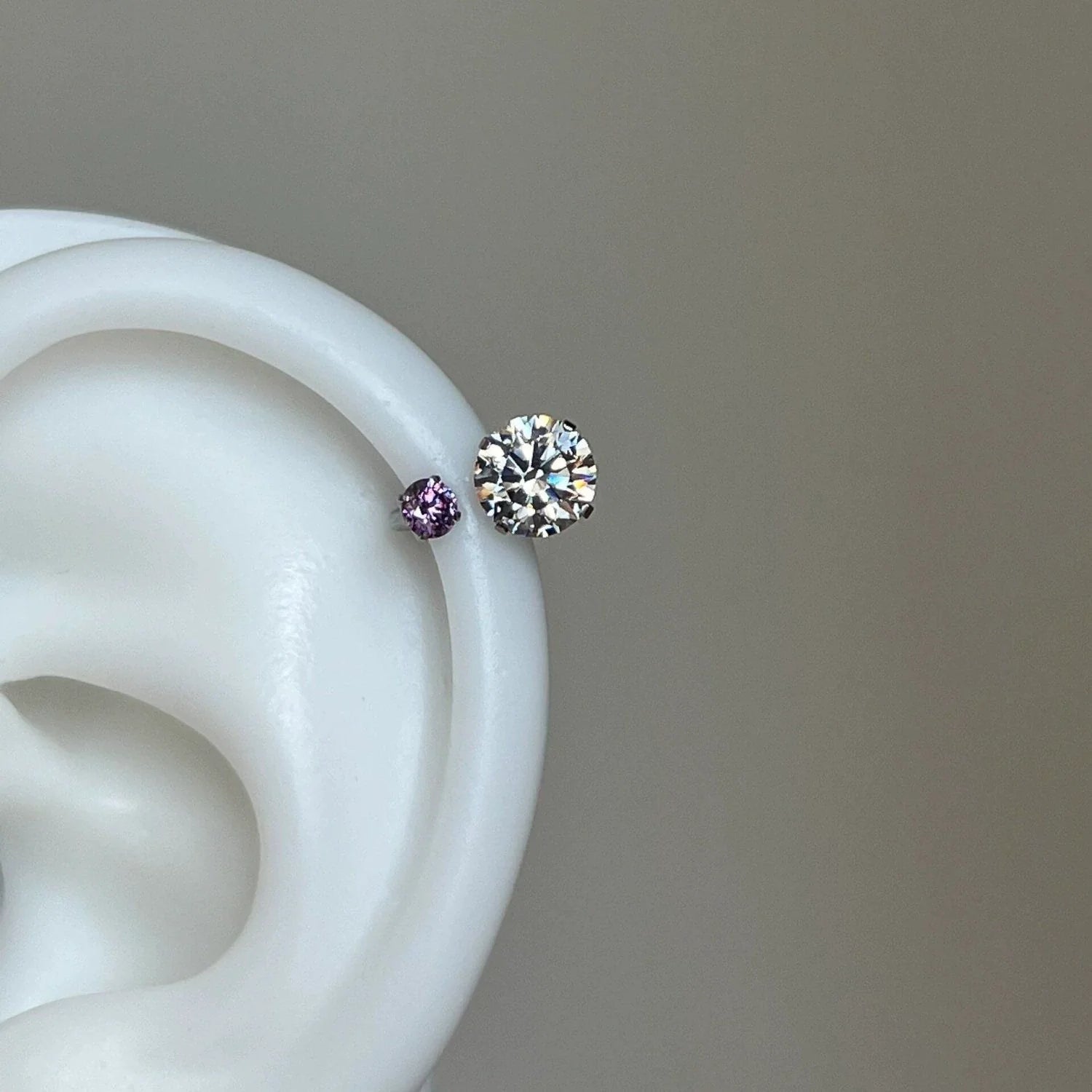 Clara Macaron Horseshoe Studs - Purple + White (Single)