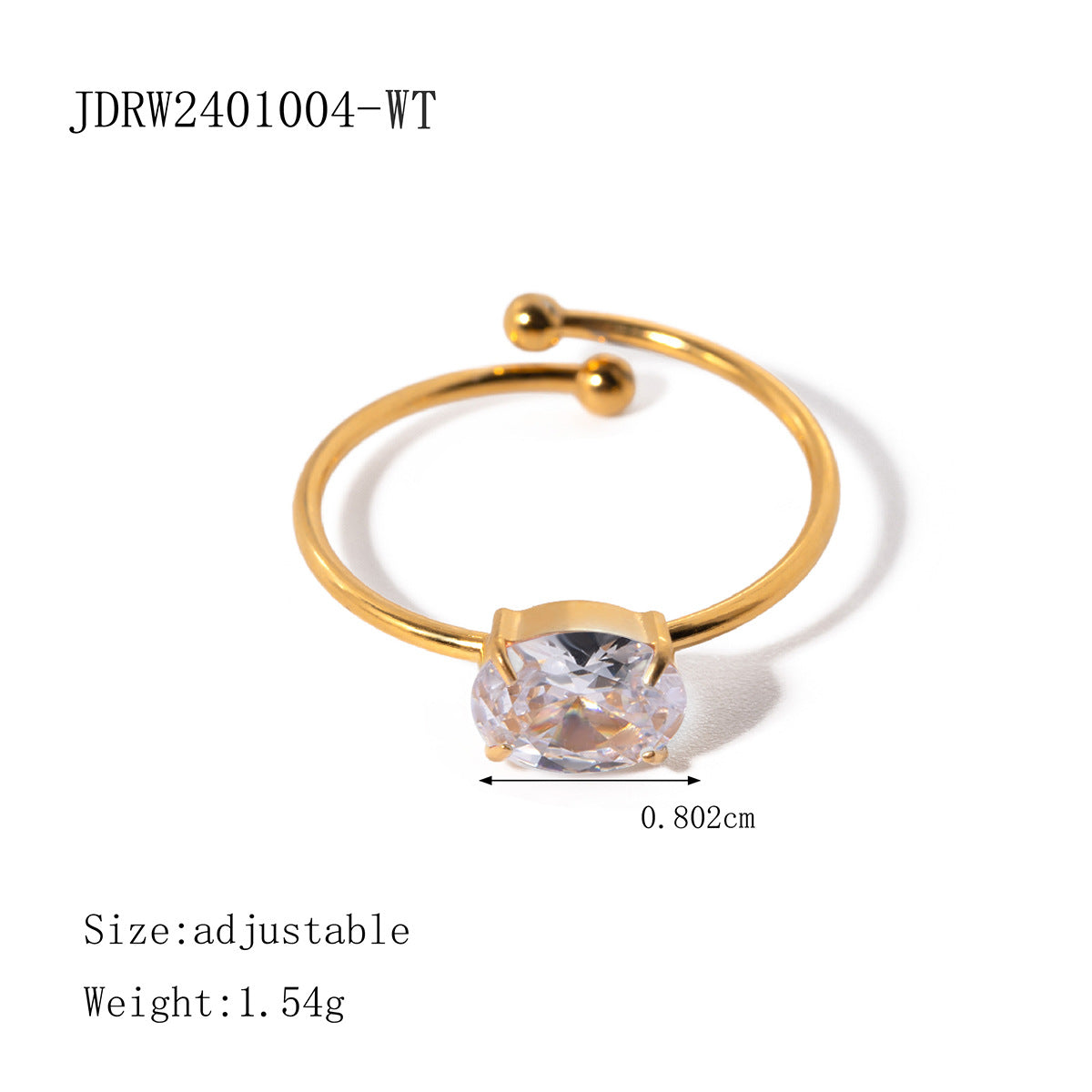 Aamirah Geometric Zircon Ring - White [3DTJMBKC]