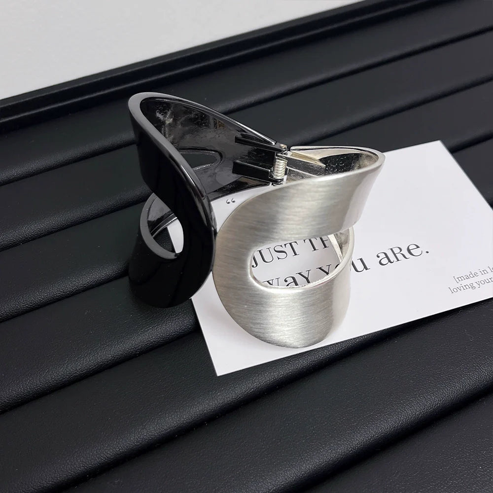 Aniyla Titanium Cuff Bracelet - Black and White