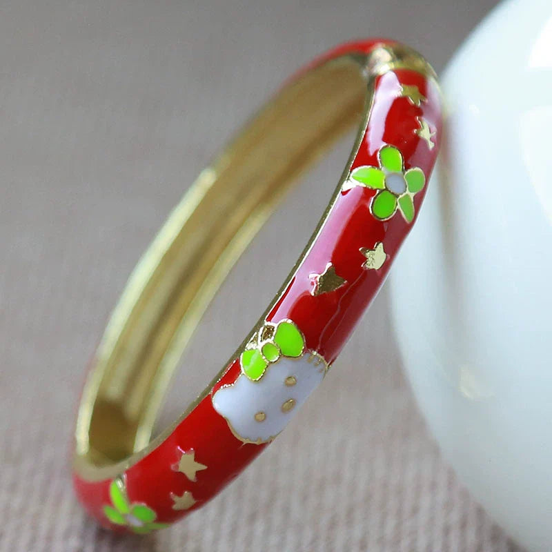 Porter Enamel Hello Kitty Bangle - Red (4.7cm, Random Pattern)