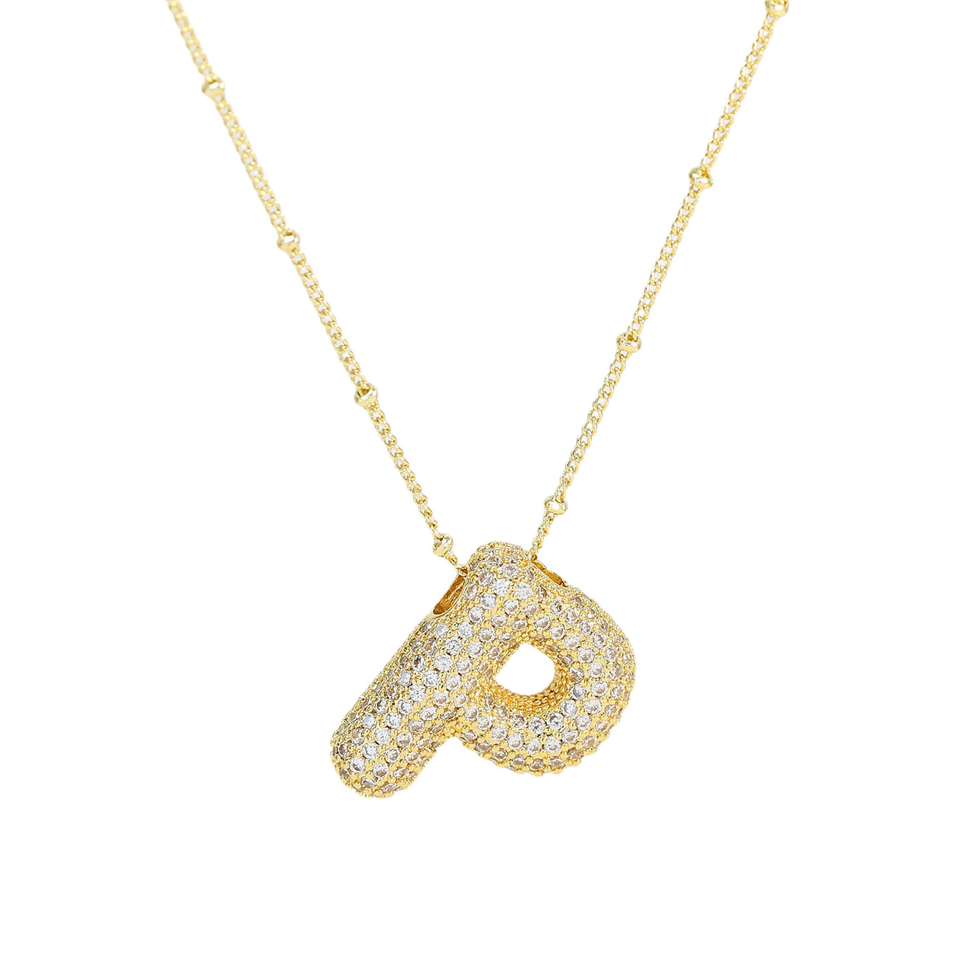 Fynlee Bubble Initial Necklace - Gold P [48ITJEAS]