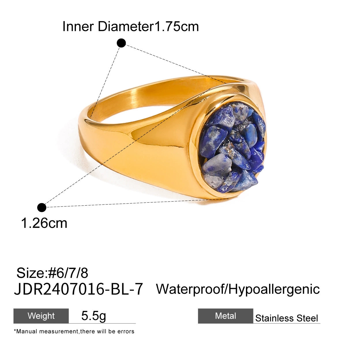 Annette Organic Stone Rings - Style JDR2407016-BL-7 [HCZ1XRXJ]
