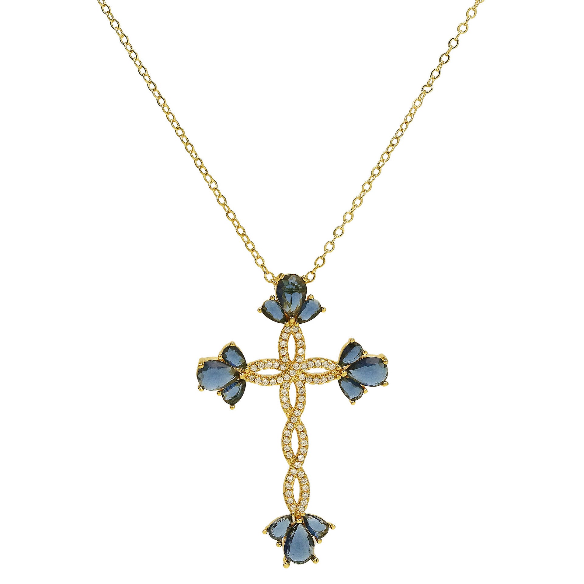 Unique Zircon Cross Pendant Necklace - Blue Zircon Cross [YSEKCW4V]
